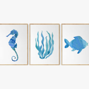 Bo-ba-tranh-mau-nuoc-web-res Bộ 3 Tranh Màu Bước Cá Và Rong Biển